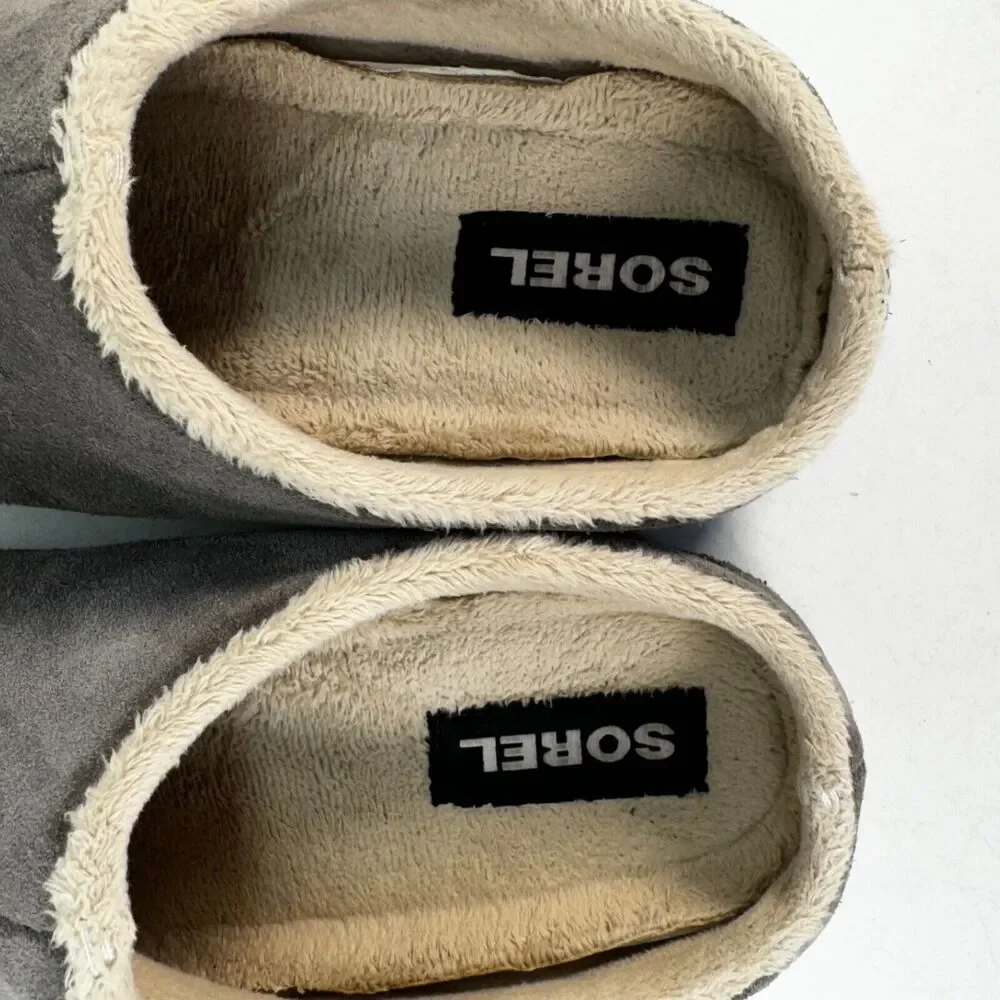 Sorel Kids Youth Size 3 Gray Falcon Ridge Sherpa Lined Slippers